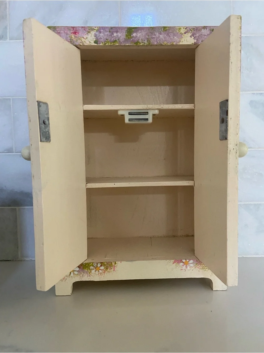 Hand-Painted Cream and Gray Kids Jewelry Armoire